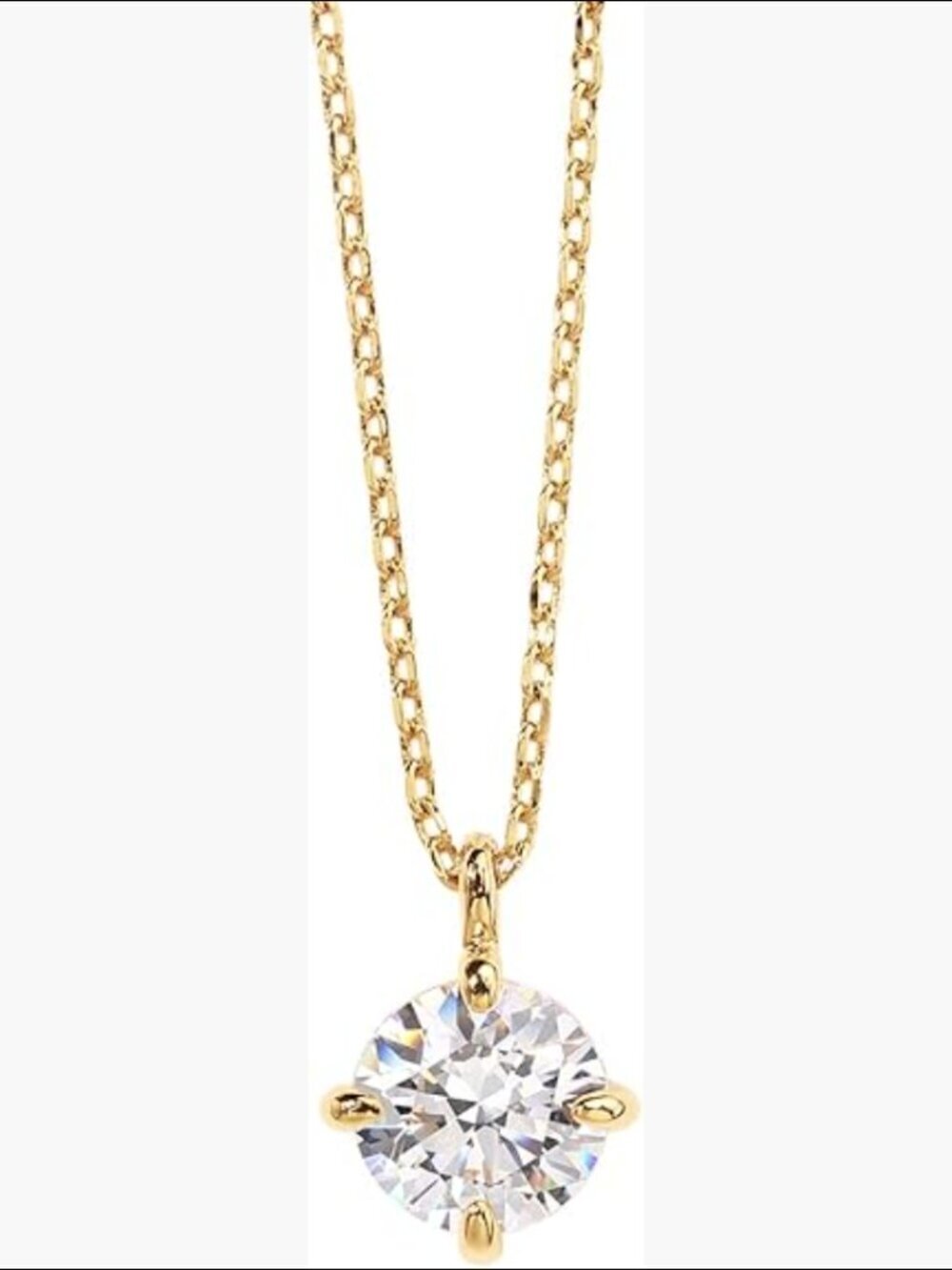 14K Yellow Gold Solitaire Pendant Necklace Adjustable Slider Dainty